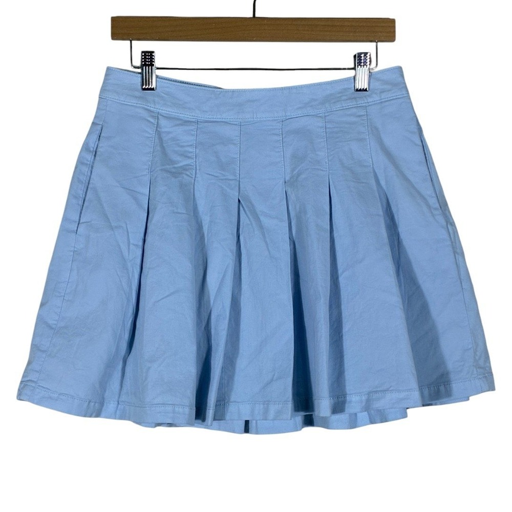 American Eagle Pleated Solid Mini Skirt Light Blu… - image 1